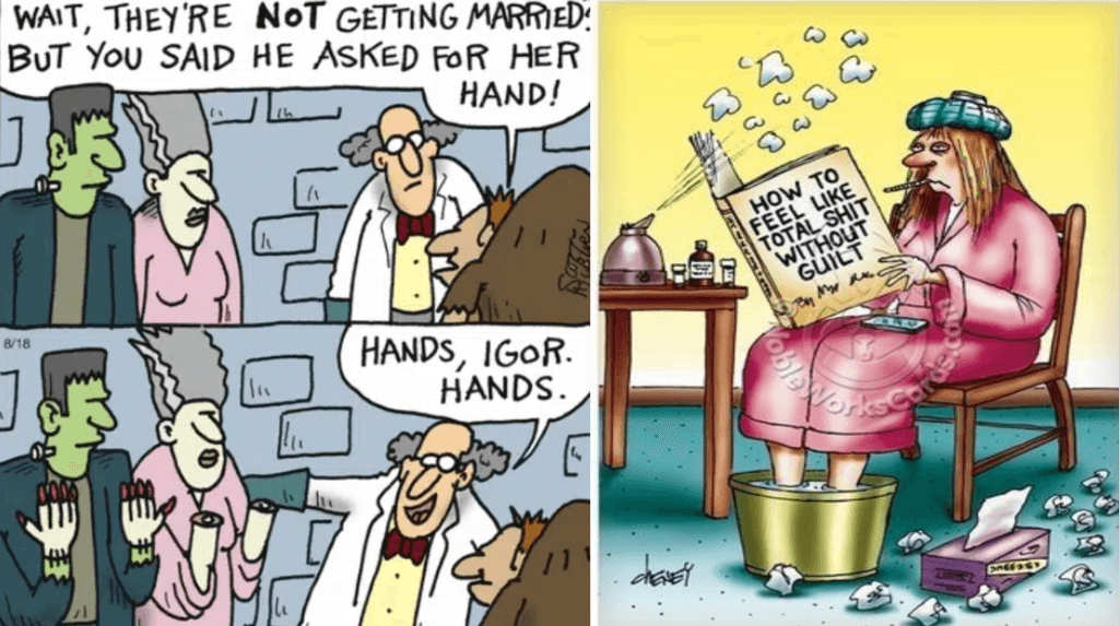 Laughter is woven throughout these twenty hilarious comics.