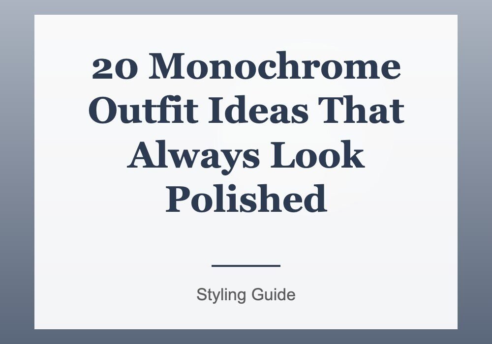 20 Monochrome Outfit Ideas That Always Look Polished